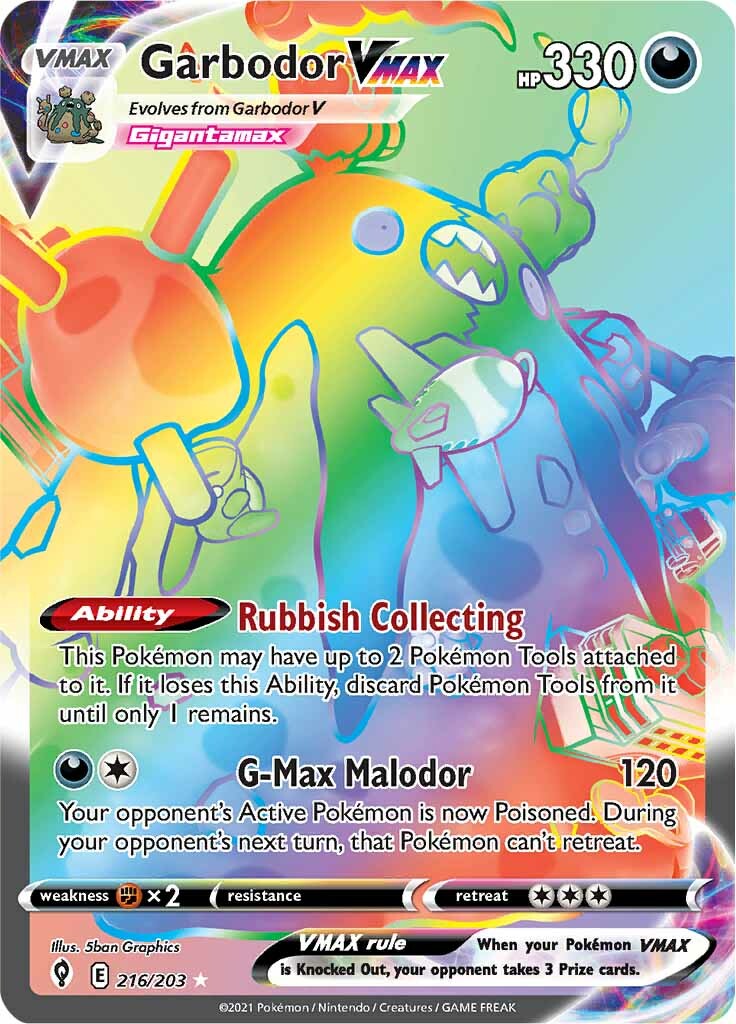 Garbodor VMAX (216/203) [Sword & Shield: Evolving Skies] | Jomio and Rueliete's Cards and Comics