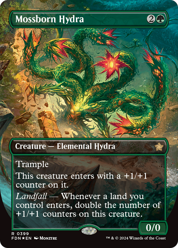 Mossborn Hydra (Borderless) (Mana Foil) [Foundations] | Jomio and Rueliete's Cards and Comics