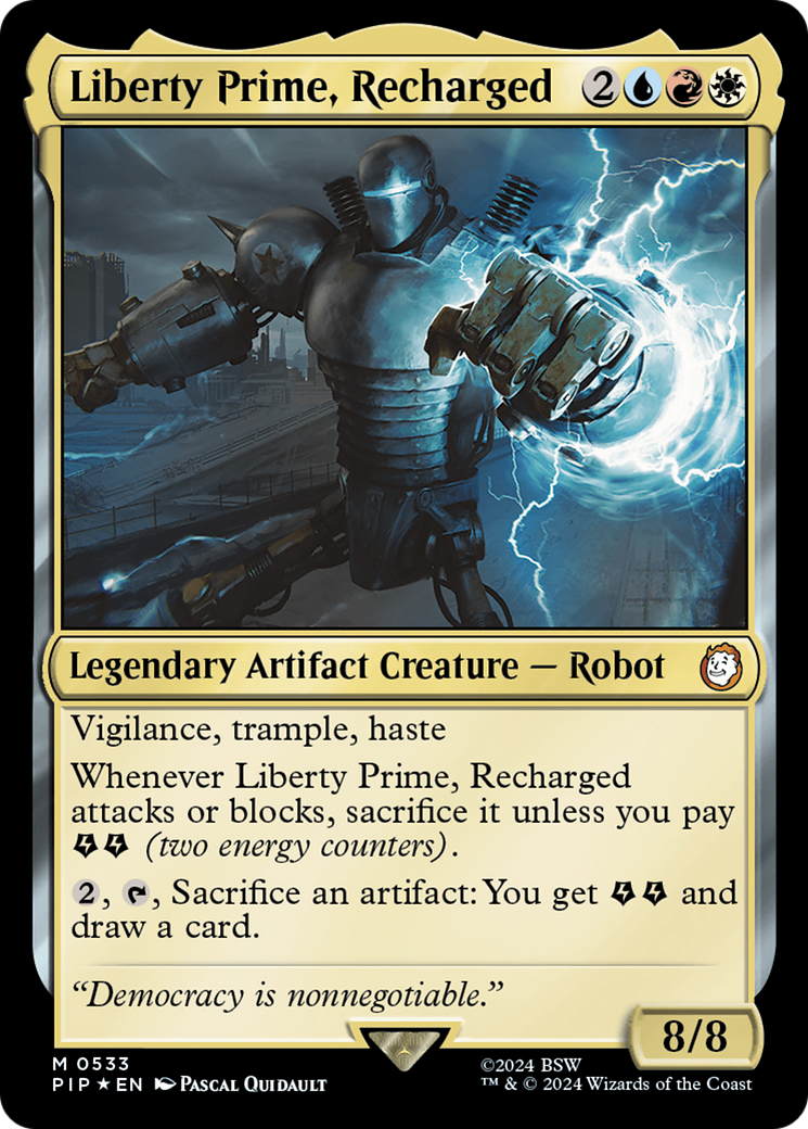 Liberty Prime, Recharged (Surge Foil) [Fallout] | Jomio and Rueliete's Cards and Comics