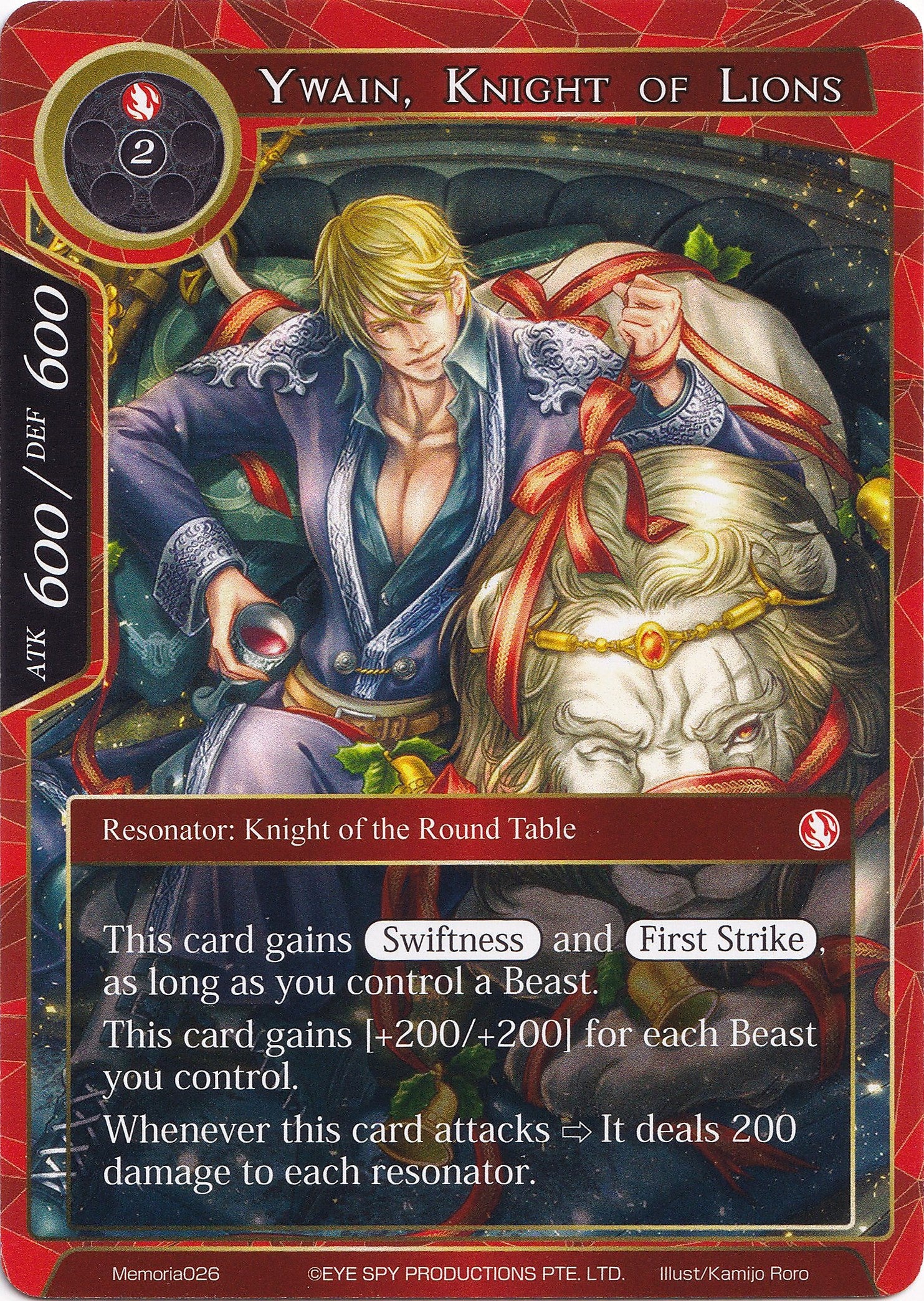 Ywain, Knight of Lions (Memoria026) [Alice Origin Memoria Cards] | Jomio and Rueliete's Cards and Comics