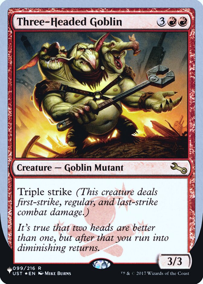 Three-Headed Goblin (Unfinity Foil Edition) [The List] | Jomio and Rueliete's Cards and Comics