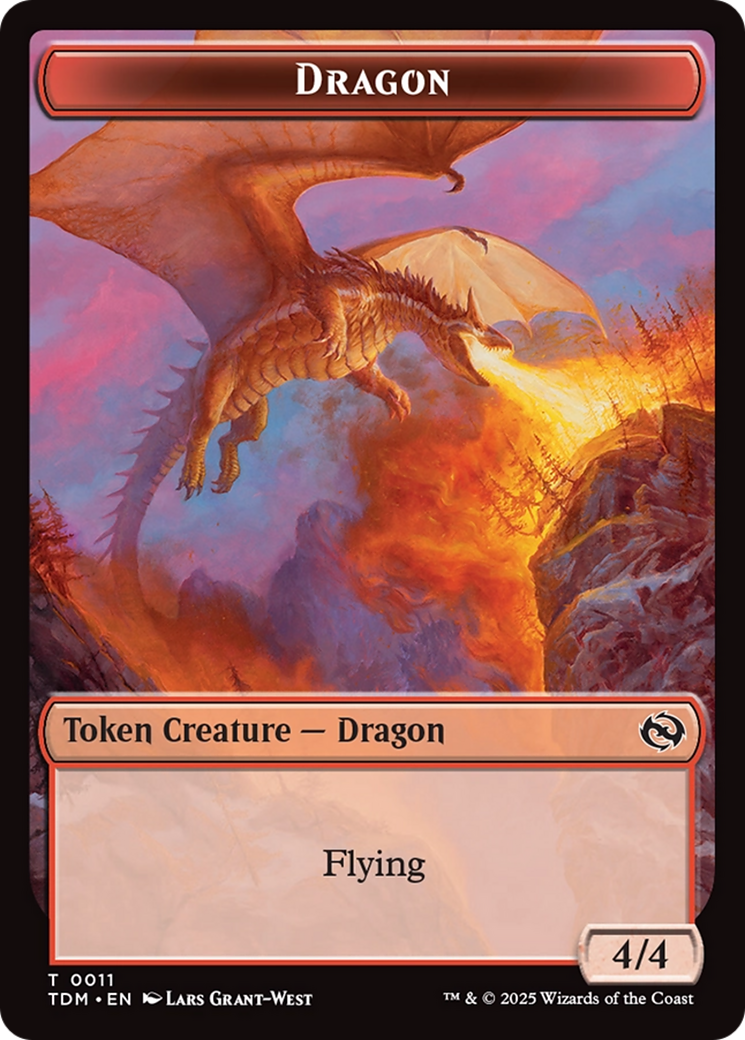 Dragon (0011) // Warrior Double-Sided Token [Tarkir: Dragonstorm Tokens] | Jomio and Rueliete's Cards and Comics