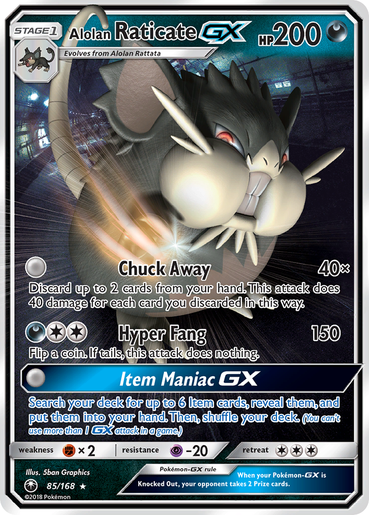 Alolan Raticate GX (85/168) [Sun & Moon: Celestial Storm] | Jomio and Rueliete's Cards and Comics