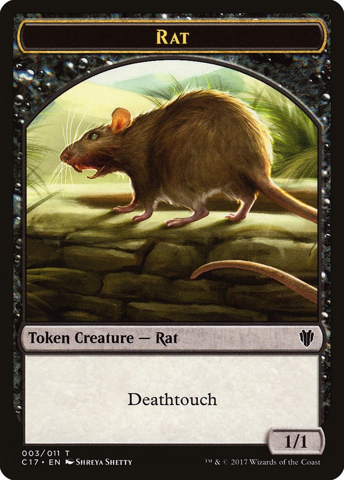 Cat Warrior (008) // Rat (003) Double-Sided Token [Commander 2017 Tokens] | Jomio and Rueliete's Cards and Comics