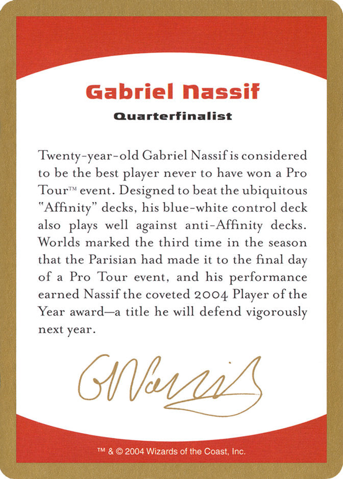 Gabriel Nassif Bio [World Championship Decks 2004] | Jomio and Rueliete's Cards and Comics