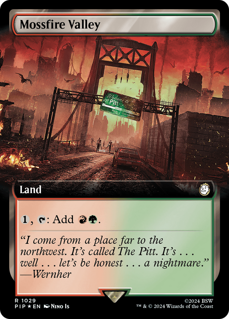 Mossfire Valley (Extended Art) (Surge Foil) [Fallout] | Jomio and Rueliete's Cards and Comics