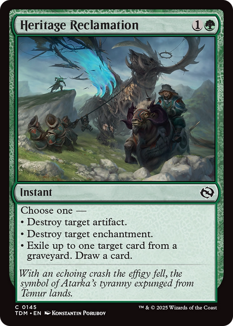 Heritage Reclamation [Tarkir: Dragonstorm] | Jomio and Rueliete's Cards and Comics
