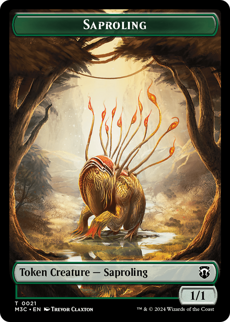 Tarmogoyf (Ripple Foil) // Saproling Double-Sided Token [Modern Horizons 3 Commander Tokens] | Jomio and Rueliete's Cards and Comics