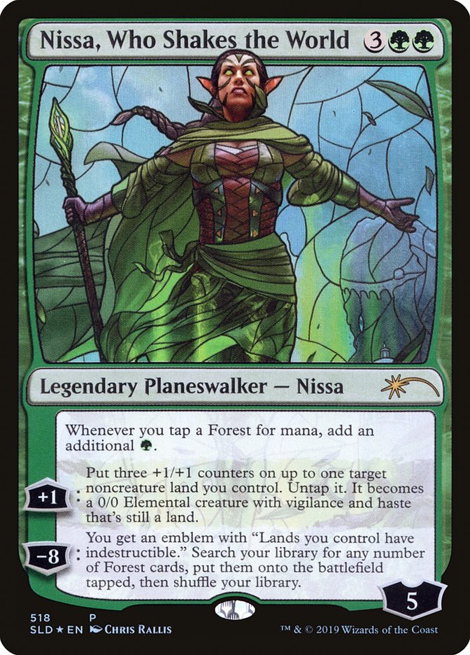 Nissa, Who Shakes the World (Stained Glass) [Secret Lair Drop Promos] | Jomio and Rueliete's Cards and Comics
