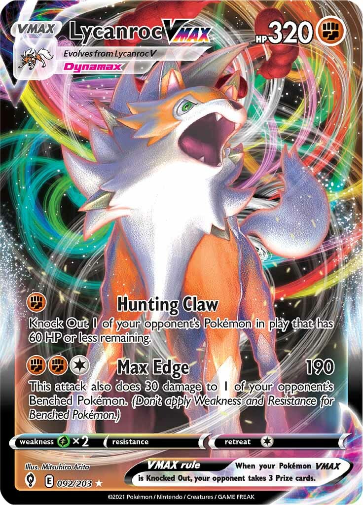 Lycanroc VMAX (092/203) [Sword & Shield: Evolving Skies] | Jomio and Rueliete's Cards and Comics
