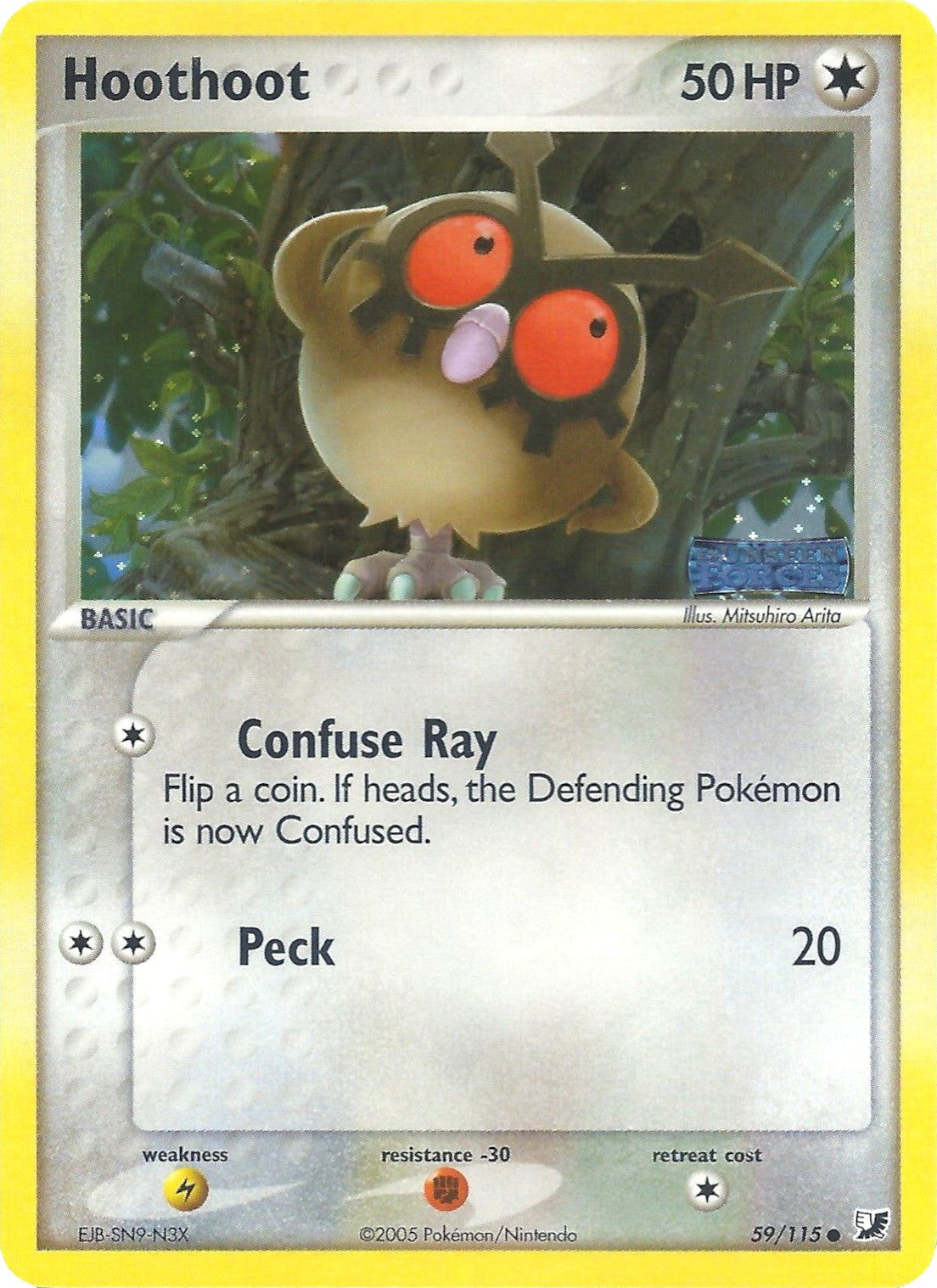 Hoothoot (59/115) (Stamped) [EX: Unseen Forces] | Jomio and Rueliete's Cards and Comics