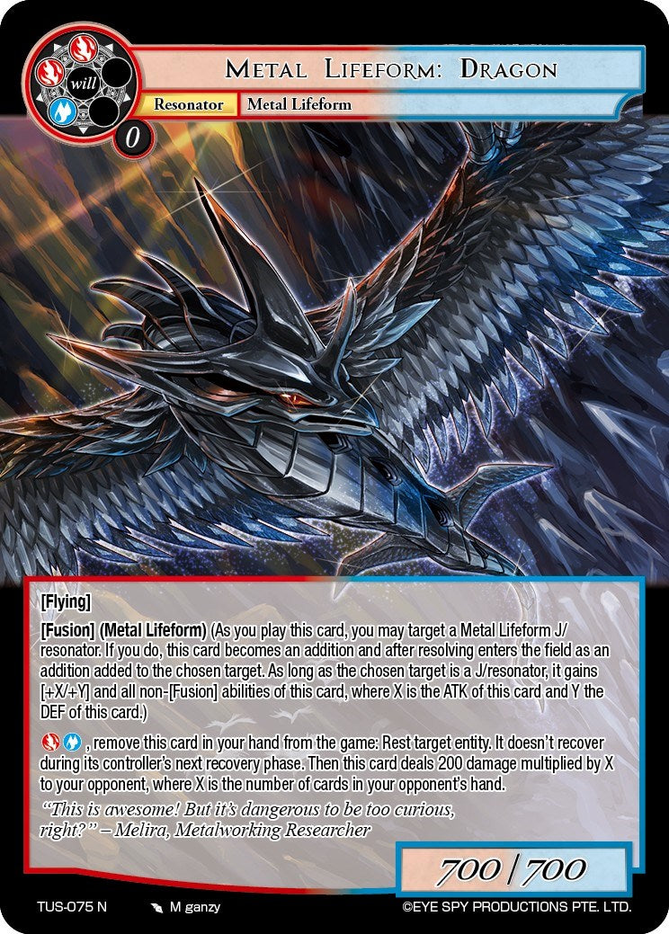 Metal Lifeform: Dragon (TUS-075 N) [The Underworld of Secrets] | Jomio and Rueliete's Cards and Comics