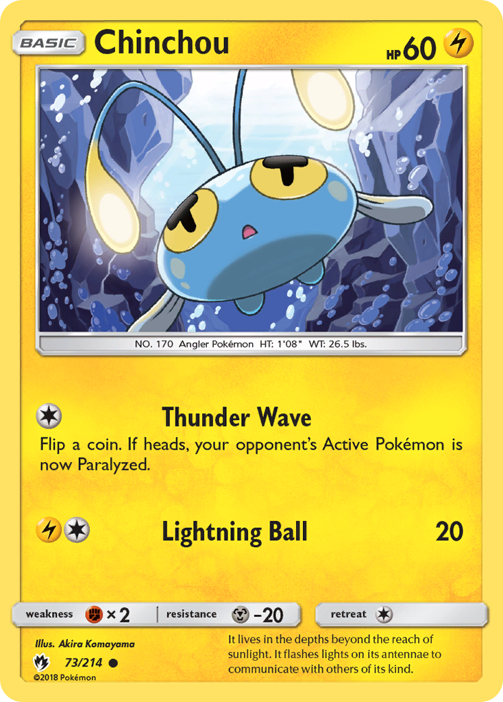 Chinchou (73/214) [Sun & Moon: Lost Thunder] | Jomio and Rueliete's Cards and Comics