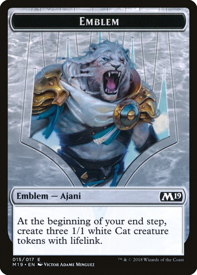 Ajani, Adversary of Tyrants Emblem [Core Set 2019 Tokens] | Jomio and Rueliete's Cards and Comics