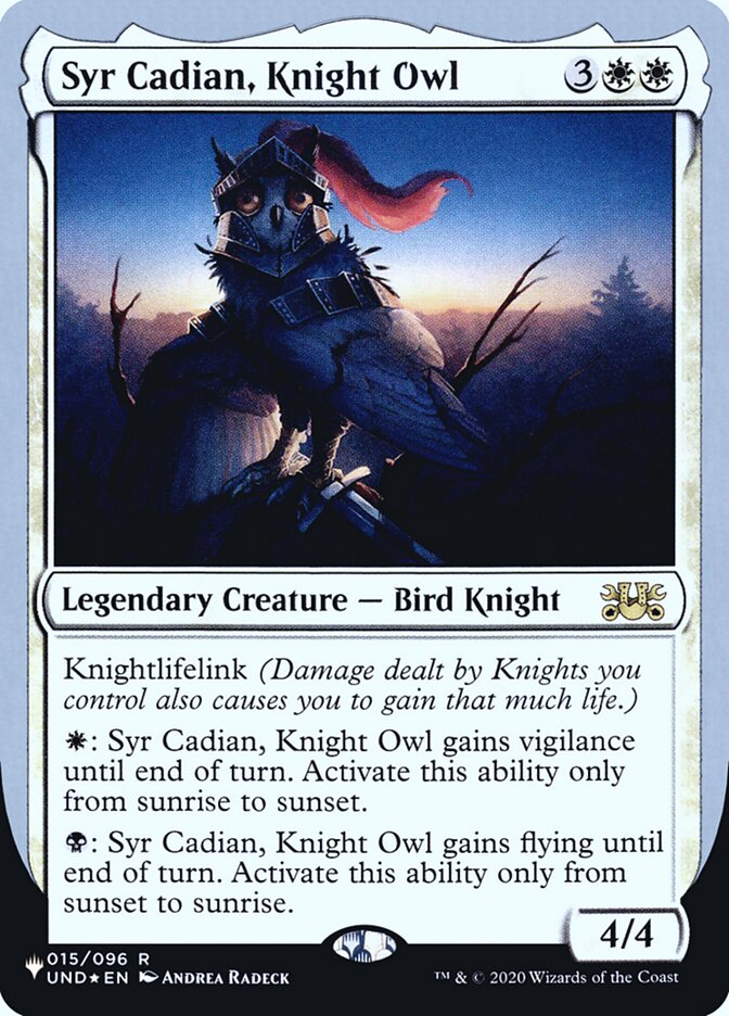 Syr Cadian, Knight Owl (Unfinity Foil Edition) [The List] | Jomio and Rueliete's Cards and Comics