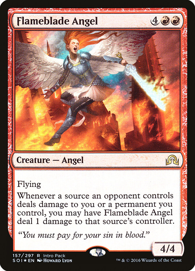 Flameblade Angel (Intro Pack) [Shadows over Innistrad Promos] | Jomio and Rueliete's Cards and Comics