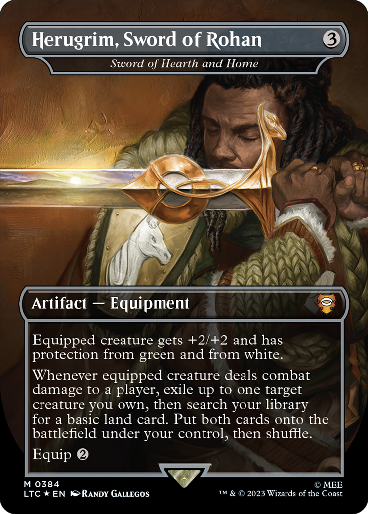 Herugrim, Sword of Rohan - Sword of Hearth and Home (Borderless) (Surge Foil Realms and Relics) [The Lord of the Rings: Tales of Middle-Earth Commander] | Jomio and Rueliete's Cards and Comics