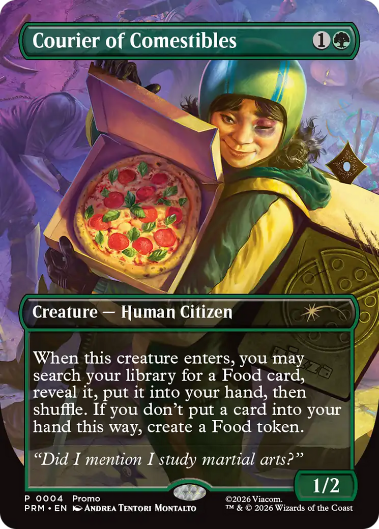 Courier of Comestibles (Borderless) [Wizards Play Network 2026] | Jomio and Rueliete's Cards and Comics