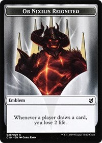 Ob Nixilis, Reignited Emblem // Zombie (010) Double-Sided Token [Commander 2019 Tokens] | Jomio and Rueliete's Cards and Comics