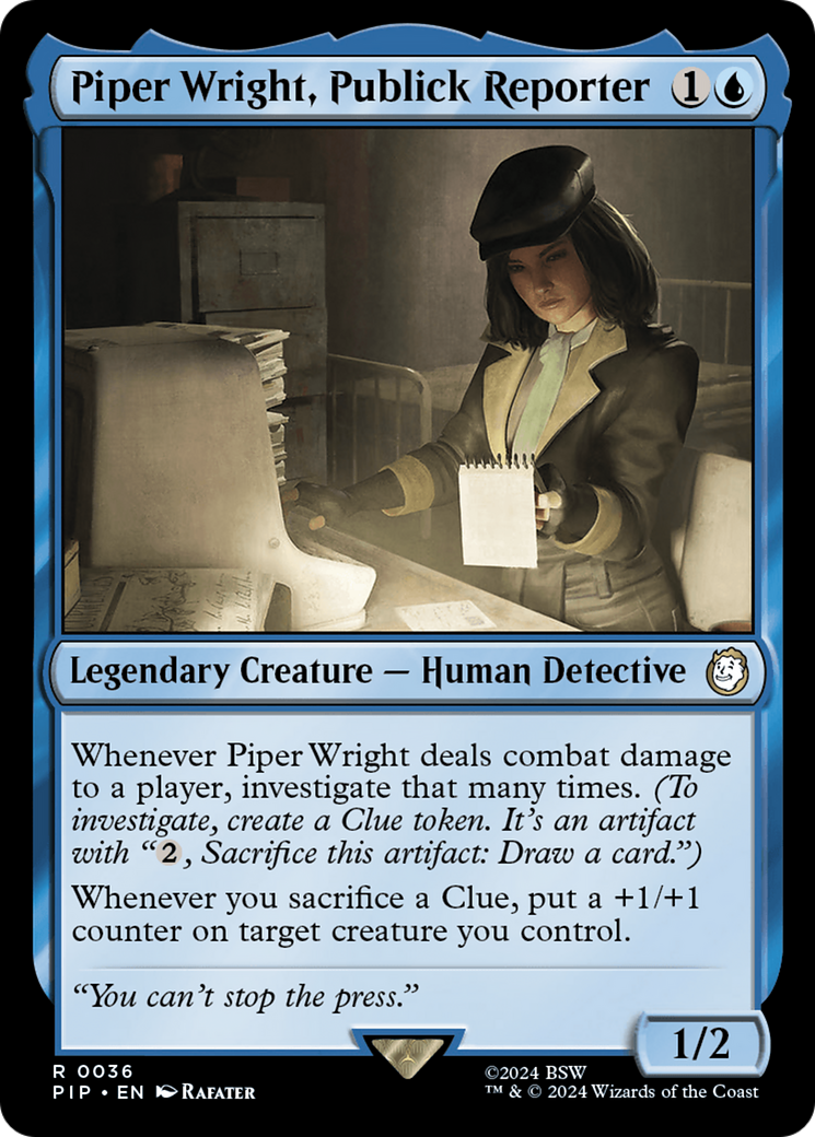 Piper Wright, Publick Reporter [Fallout] | Jomio and Rueliete's Cards and Comics