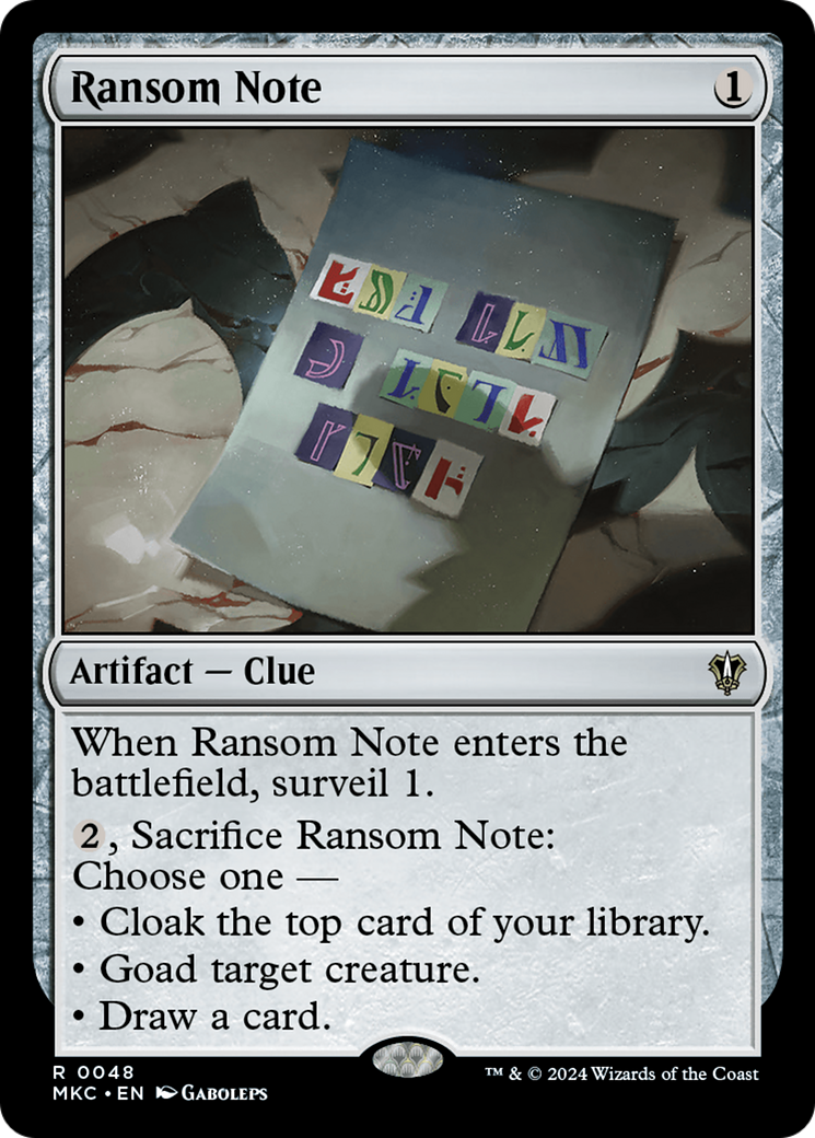 Ransom Note (0048) [Murders at Karlov Manor Commander] | Jomio and Rueliete's Cards and Comics