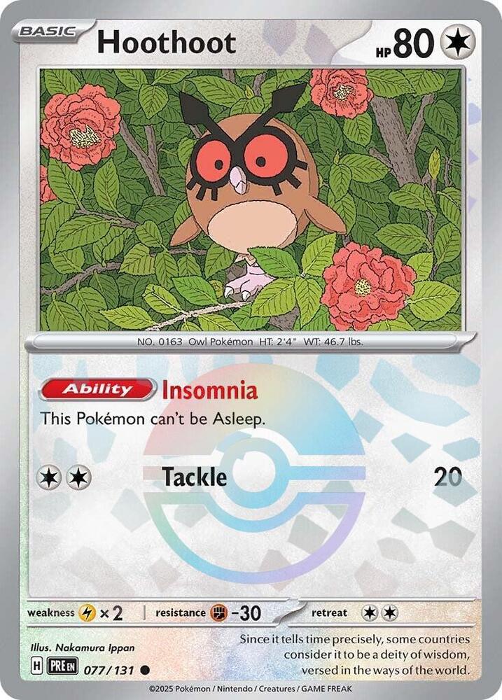 Hoothoot (077/131) (Poke Ball Pattern) [Scarlet & Violet: Prismatic Evolutions] | Jomio and Rueliete's Cards and Comics