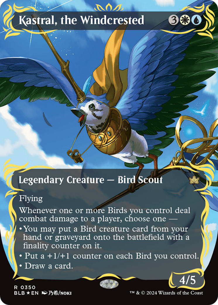 Kastral, the Windcrested (Borderless) (Raised Foil) [Bloomburrow] | Jomio and Rueliete's Cards and Comics