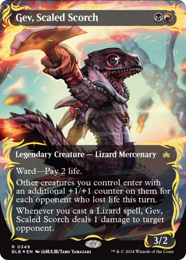 Gev, Scaled Scorch (Borderless) (Raised Foil) [Bloomburrow] | Jomio and Rueliete's Cards and Comics