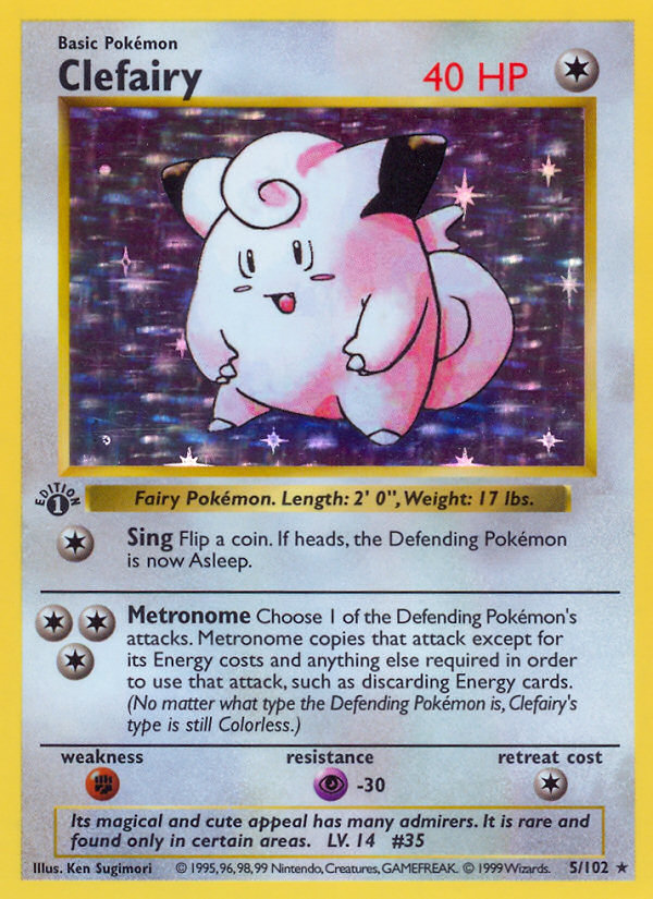 Clefairy (5/102) (Shadowless) [Base Set 1st Edition] | Jomio and Rueliete's Cards and Comics