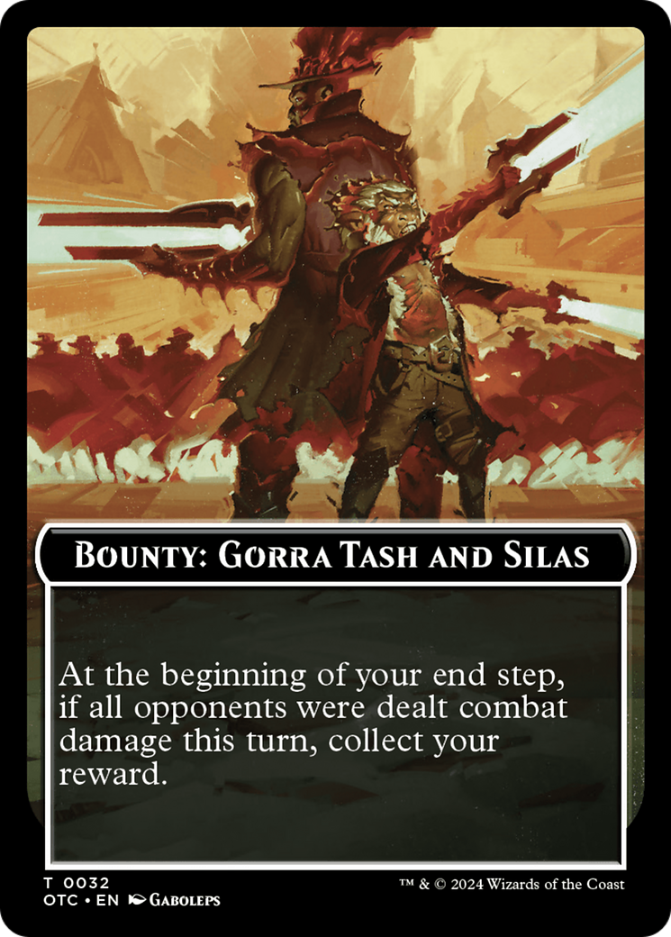 Bounty: Gorra Tash and Silas // Bounty Rules Double-Sided Token [Outlaws of Thunder Junction Commander Tokens] | Jomio and Rueliete's Cards and Comics