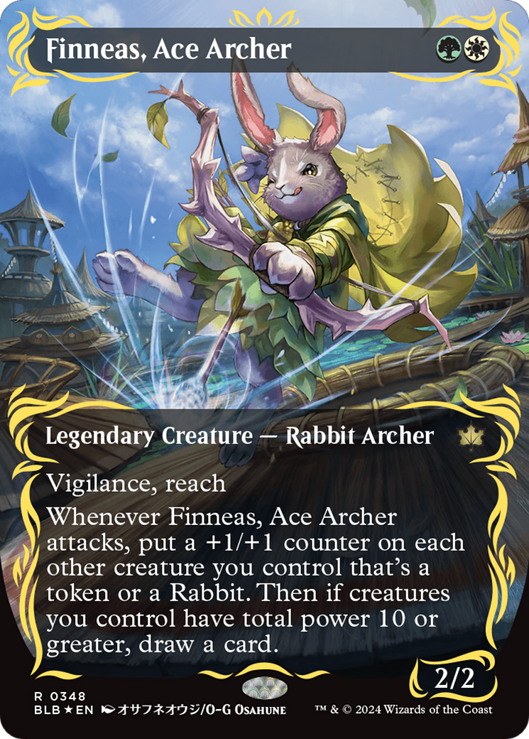 Finneas, Ace Archer (Borderless) (Raised Foil) [Bloomburrow] | Jomio and Rueliete's Cards and Comics