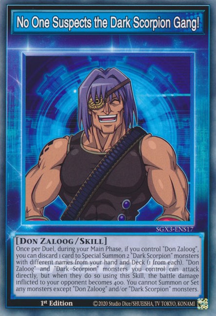 No One Suspects the Dark Scorpion Gang! [SGX3-ENS17] Common | Jomio and Rueliete's Cards and Comics