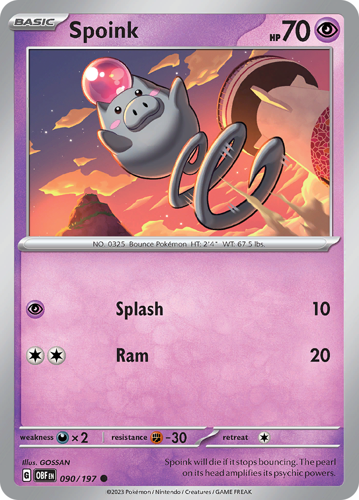 Spoink (090/197) [Scarlet & Violet: Obsidian Flames] | Jomio and Rueliete's Cards and Comics