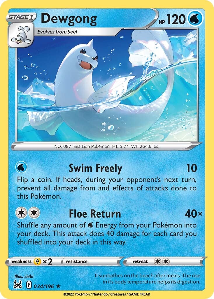 Dewgong (034/196) [Sword & Shield: Lost Origin] | Jomio and Rueliete's Cards and Comics