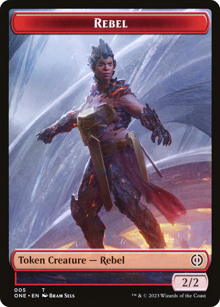 Rebel // The Hollow Sentinel Double-Sided Token [Phyrexia: All Will Be One Tokens] | Jomio and Rueliete's Cards and Comics