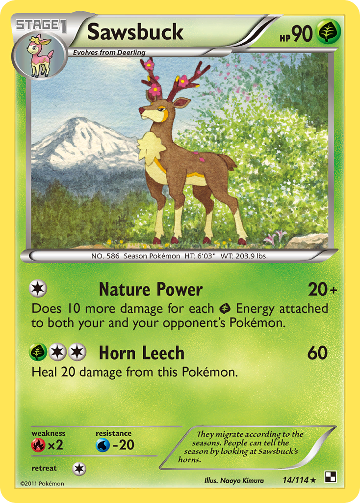 Sawsbuck (14/114) [Black & White: Base Set] | Jomio and Rueliete's Cards and Comics