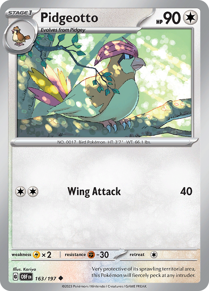Pidgeotto (163/197) [Scarlet & Violet: Obsidian Flames] | Jomio and Rueliete's Cards and Comics