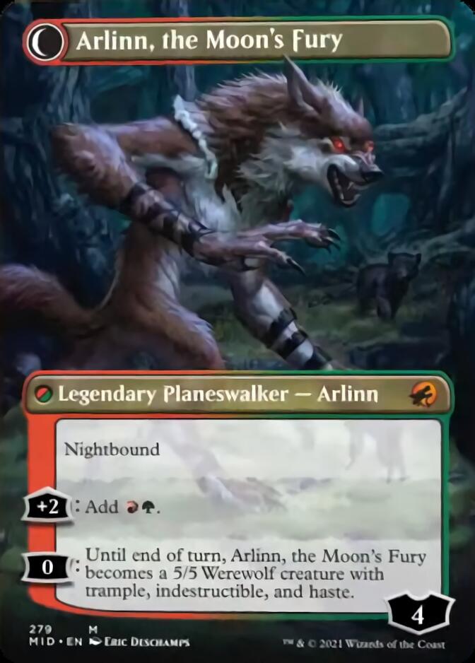 Arlinn, the Pack's Hope // Arlinn, the Moon's Fury (Borderless) [Innistrad: Midnight Hunt] | Jomio and Rueliete's Cards and Comics