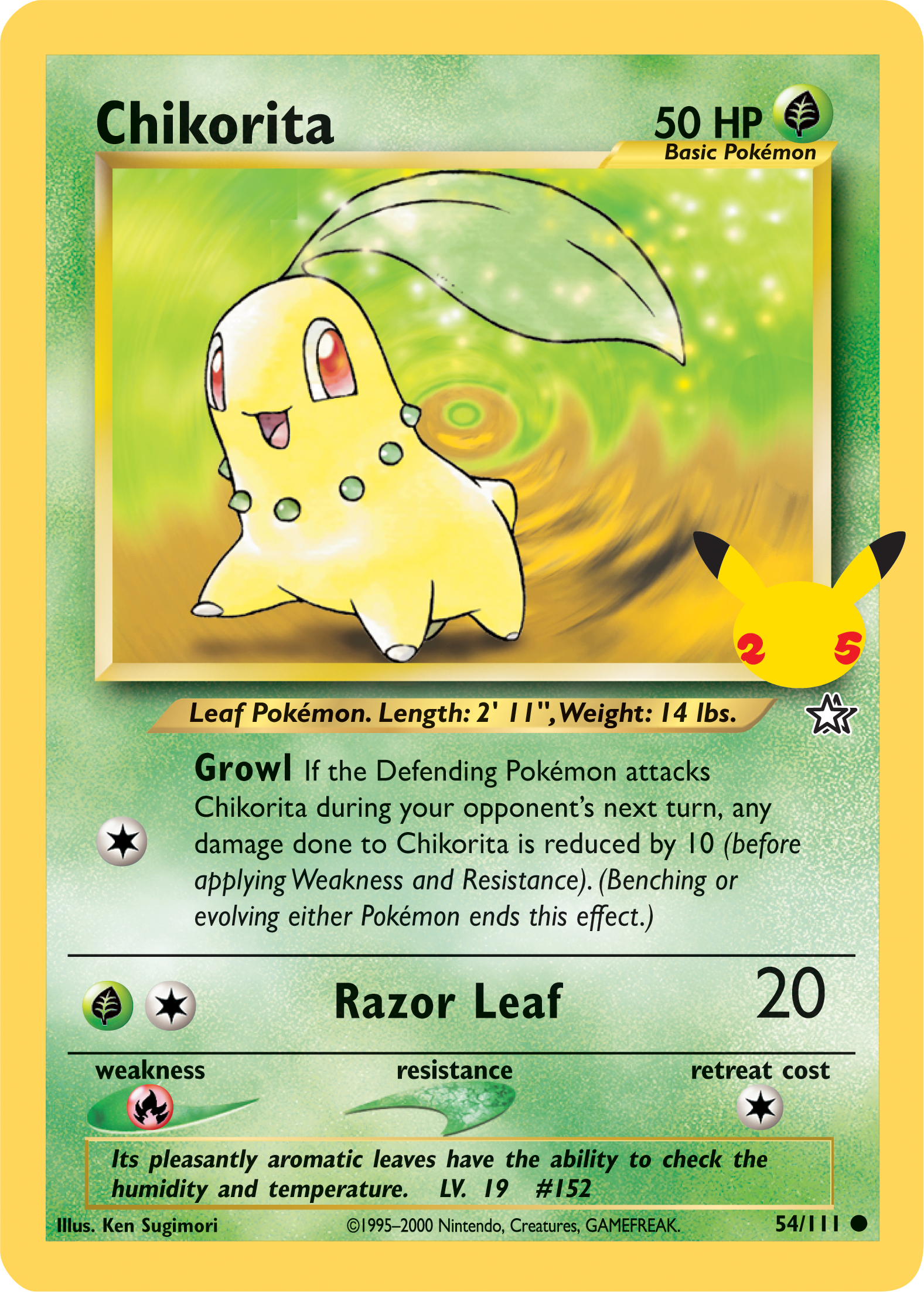 Chikorita (54/111) (Jumbo Card) [First Partner Pack] | Jomio and Rueliete's Cards and Comics