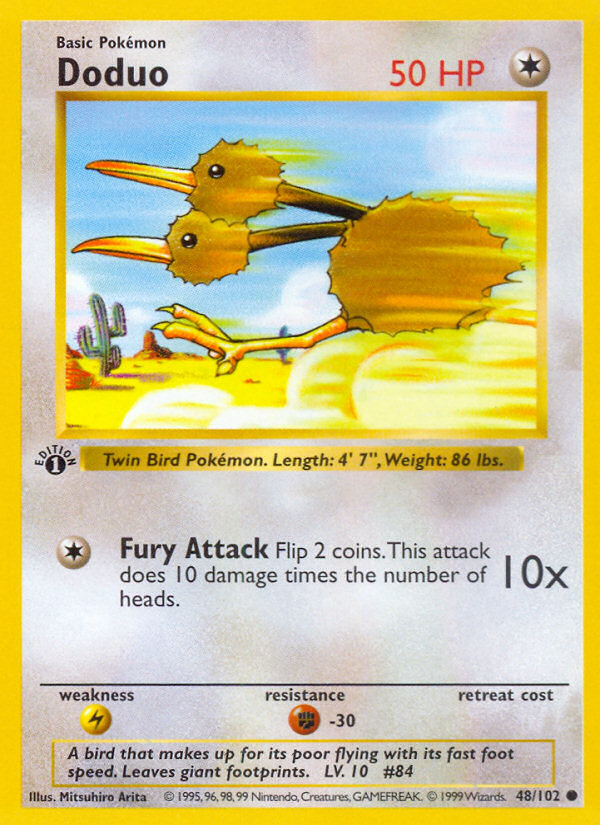 Doduo (48/102) (Shadowless) [Base Set 1st Edition] | Jomio and Rueliete's Cards and Comics