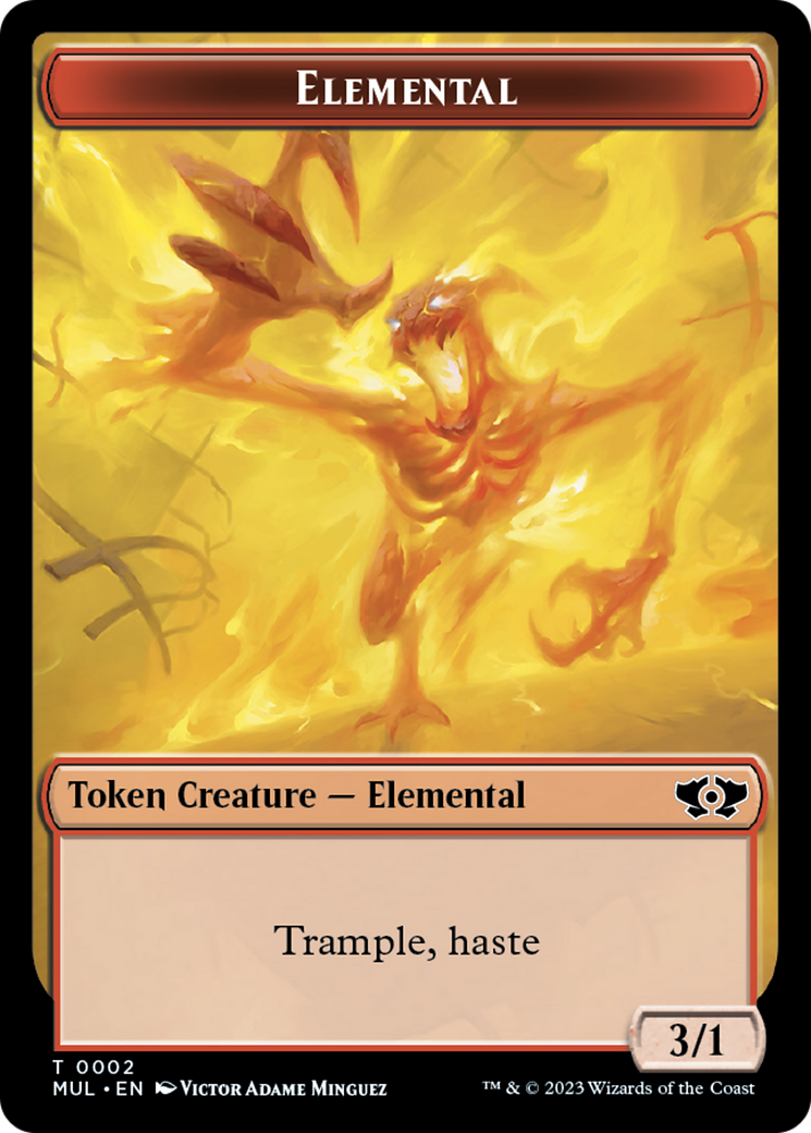 Elemental (2) // Teferi Akosa of Zhalfir Emblem Double-Sided Token [March of the Machine Tokens] | Jomio and Rueliete's Cards and Comics