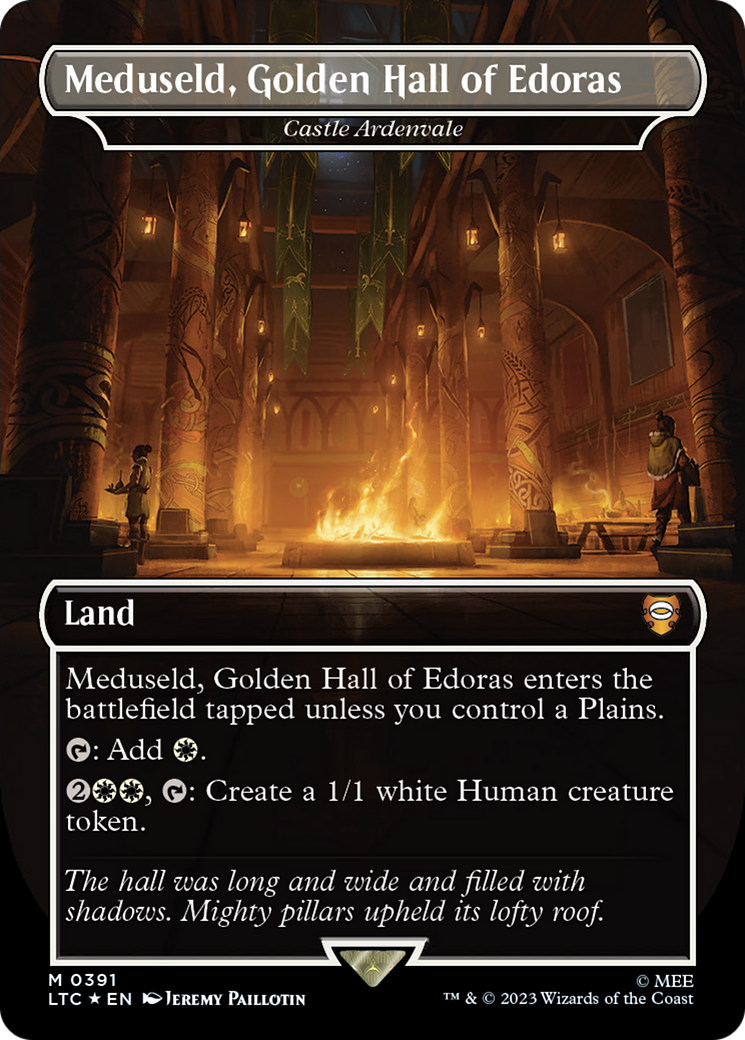 Meduseld, Golden Hall of Edoras - Castle Ardenvale (Borderless) (Surge Foil Realms and Relics) [The Lord of the Rings: Tales of Middle-Earth Commander] | Jomio and Rueliete's Cards and Comics