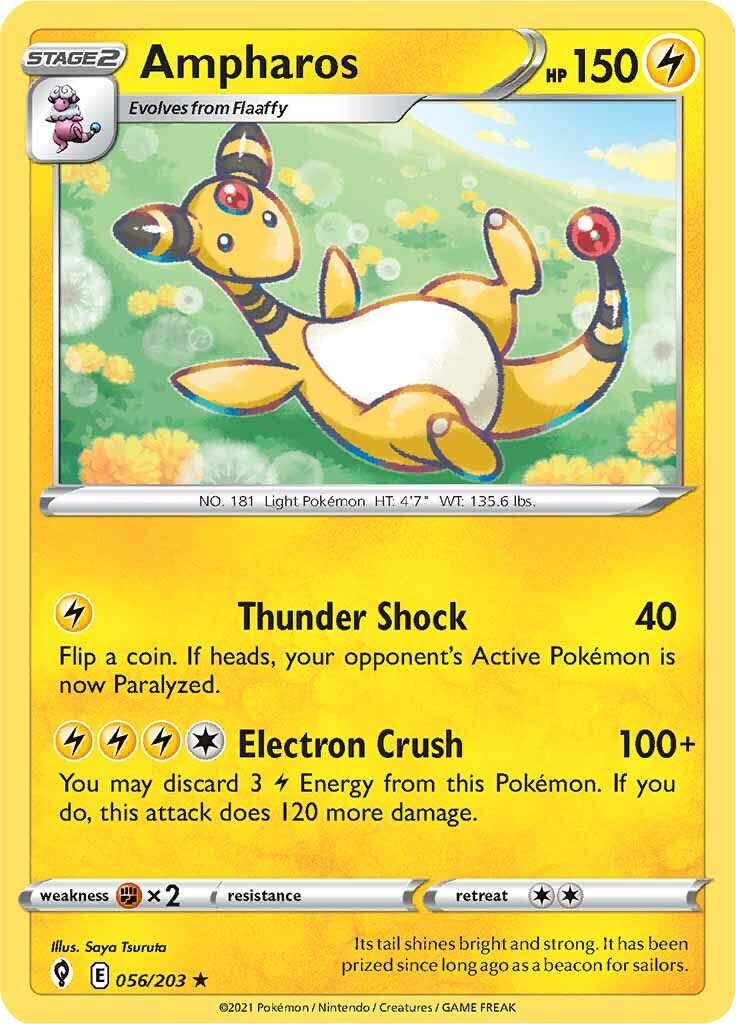 Ampharos (056/203) [Sword & Shield: Evolving Skies] | Jomio and Rueliete's Cards and Comics