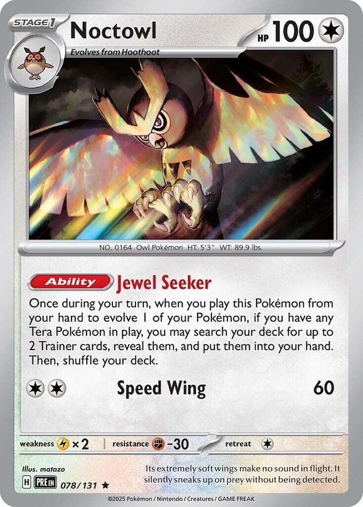Noctowl (078/131) [Scarlet & Violet: Prismatic Evolutions] | Jomio and Rueliete's Cards and Comics