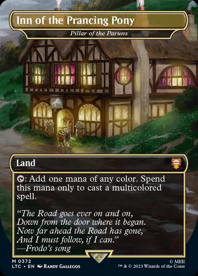Inn of the Prancing Pony - Pillar of the Paruns (Borderless) [The Lord of the Rings: Tales of Middle-Earth Commander] | Jomio and Rueliete's Cards and Comics
