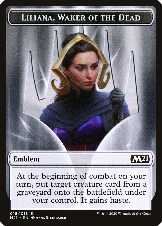Liliana, Waker of the Dead Emblem [Core Set 2021 Tokens] | Jomio and Rueliete's Cards and Comics