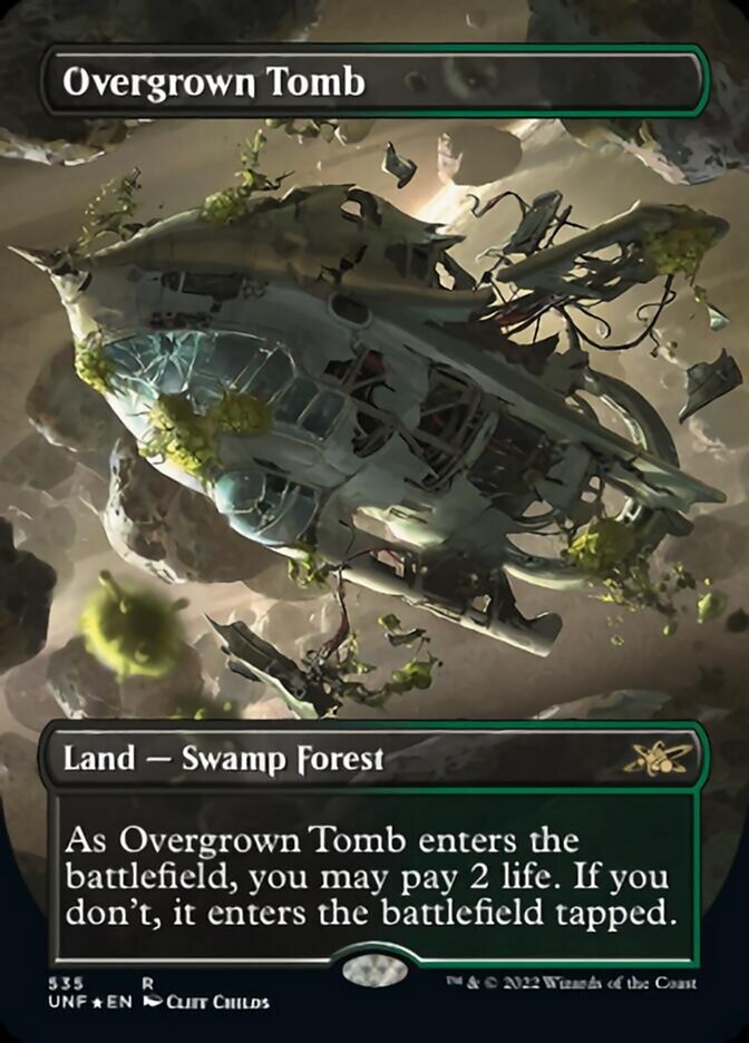 Overgrown Tomb (Borderless) (Galaxy Foil) [Unfinity] | Jomio and Rueliete's Cards and Comics