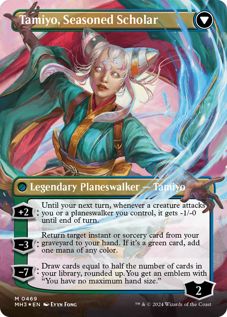 Tamiyo, Inquisitive Student // Tamiyo, Seasoned Scholar (Borderless) (Textured Foil) [Modern Horizons 3] | Jomio and Rueliete's Cards and Comics