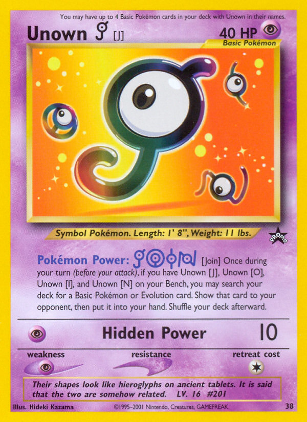 Unown [J] (38) [Wizards of the Coast: Black Star Promos] | Jomio and Rueliete's Cards and Comics