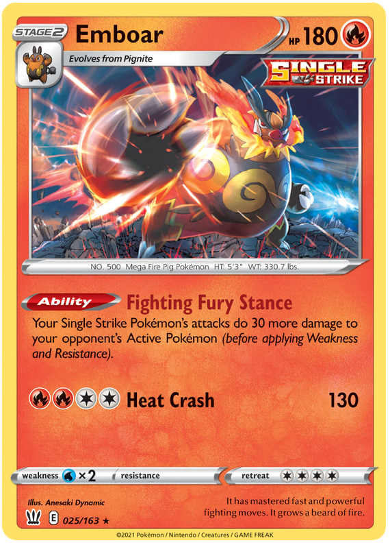 Emboar (025/163) [Sword & Shield: Battle Styles] | Jomio and Rueliete's Cards and Comics